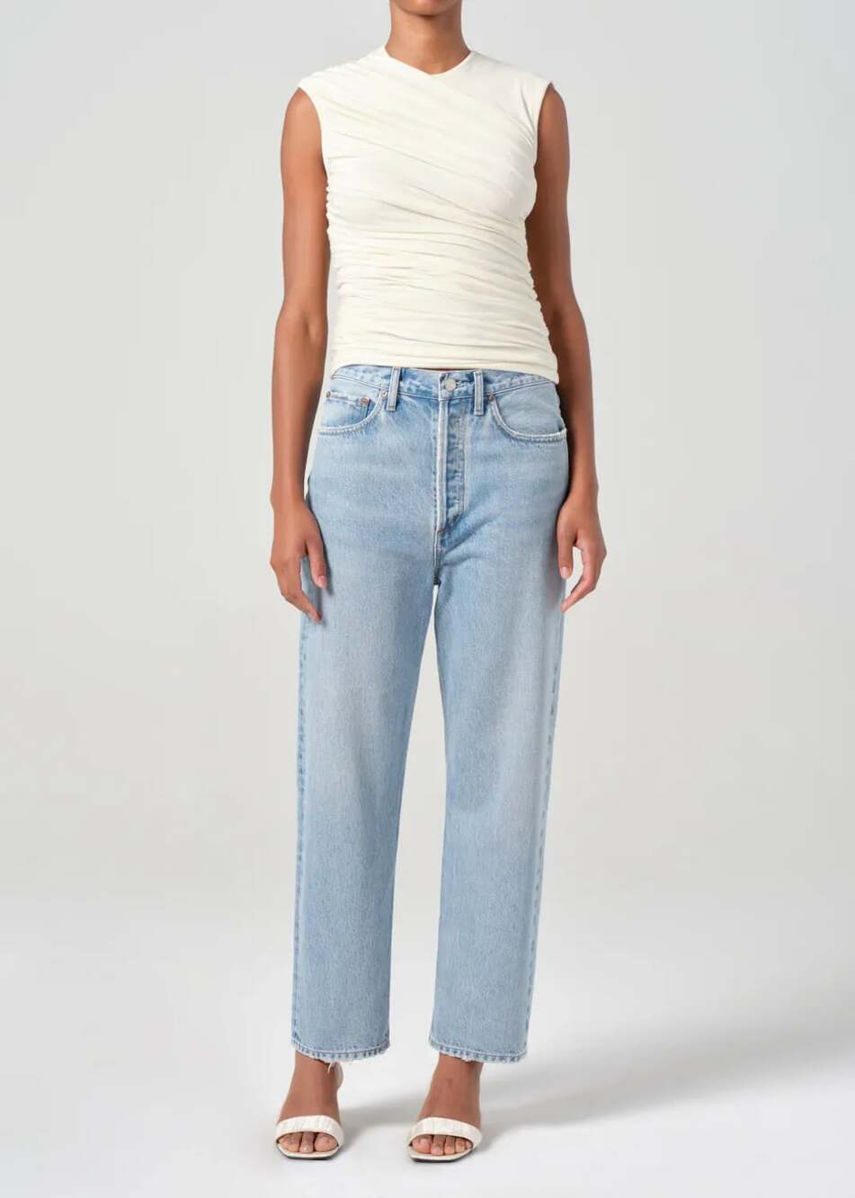 AGOLDE 90's Crop Mid-Rise Loose Straight Leg Jeans in Force